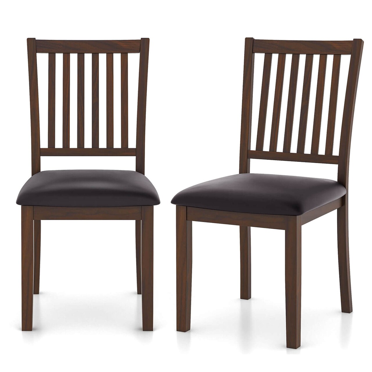 Costway Modern Dining Chair Set of 2/4 with Slanted High Backrest Wear-resistant PVC Leather